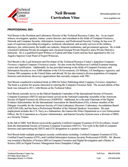 CV for Neil Broom Expert Witness in Computer Forensics Investigations in Wichita